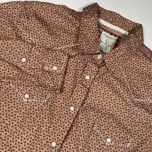 Panhandle Rough Stock Womens Western Snap Shirt Geometric Print Brown Large 2927